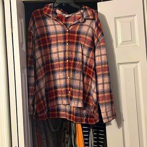 Old Navy size XXL plaid pullover flannel boyfriend shirt